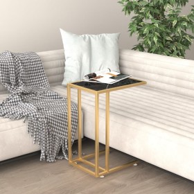 Mesita ordenador vidrio transparente negro mármol 50x35x65cm de , Mesas auxiliares - Ref: Foro24-331647, Precio: 47,50 €, Des...