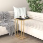 Mesita ordenador vidrio transparente negro mármol 50x35x65cm de , Mesas auxiliares - Ref: Foro24-331647, Precio: 47,50 €, Des...