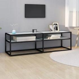 TV stand made of tempered glass in white marble color, measuring 140x40x40.5 cm. by , TV Furniture - Ref: Foro24-331716, Pric...
