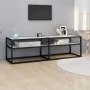 TV stand made of tempered glass in white marble color, measuring 140x40x40.5 cm. by , TV Furniture - Ref: Foro24-331716, Pric...