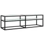 TV stand made of tempered glass in white marble color, measuring 140x40x40.5 cm. by , TV Furniture - Ref: Foro24-331716, Pric...
