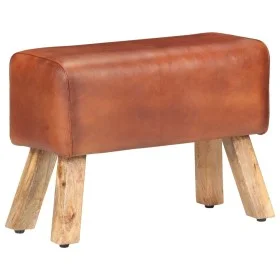 Banco potro gimnasio cuero auténtico madera mango marrón 58 cm by vidaXL, Dining and kitchen benches - Ref: Foro24-320784, Pr...