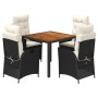 Set de muebles jardín 5 pzas con cojines ratán sintético negro de , Conjuntos de jardín - Ref: Foro24-3213086, Precio: 559,95...