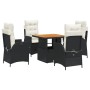 Set de muebles jardín 5 pzas con cojines ratán sintético negro de , Conjuntos de jardín - Ref: Foro24-3277434, Precio: 523,77...