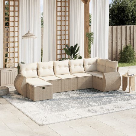Set sofás de jardín 7 piezas y cojines ratán sintético beige de , Conjuntos de jardín - Ref: Foro24-3264124, Precio: 497,19 €...