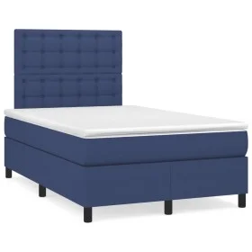 Cama box spring con colchón y luces LED tela azul 120x190 cm de , Camas y somieres - Ref: Foro24-3270231, Precio: 403,52 €, D...