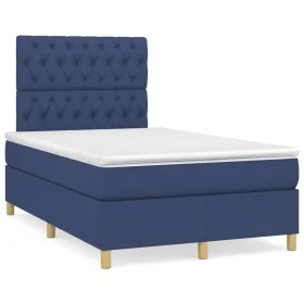 Cama box spring con colchón y luces LED tela azul 120x190 cm de , Camas y somieres - Ref: Foro24-3270273, Precio: 419,25 €, D...