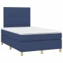 Box spring bed with mattress and LED lights blue fabric 120x190 cm by , Beds and slatted bases - Ref: Foro24-3270259, Price: ...