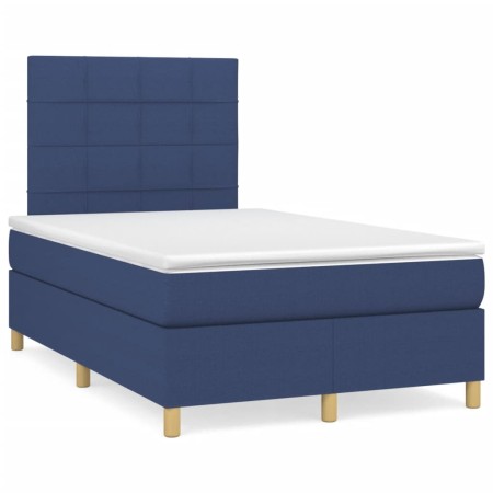 Cama box spring con colchón y luces LED tela azul 120x190 cm de , Camas y somieres - Ref: Foro24-3270252, Precio: 393,92 €, D...