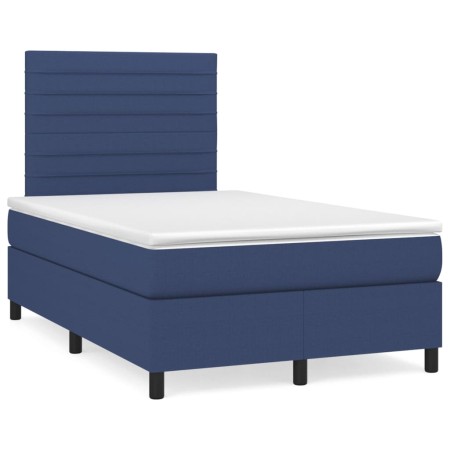 Cama box spring con colchón y luces LED tela azul 120x190 cm de , Camas y somieres - Ref: Foro24-3270210, Precio: 385,37 €, D...