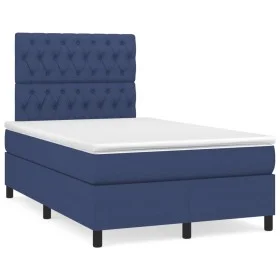 Box spring bed with blue fabric mattress 120x190 cm by , Beds and slatted bases - Ref: Foro24-3269908, Price: 411,62 €, Disco...