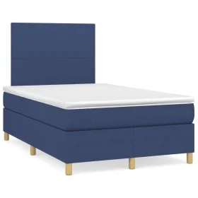 Cama box spring con colchón tela azul 120x190 cm de , Camas y somieres - Ref: Foro24-3269922, Precio: 388,43 €, Descuento: %