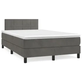 Box spring bed with dark grey velvet mattress 120x190 cm by , Beds and slatted bases - Ref: Foro24-3269838, Price: 397,34 €, ...