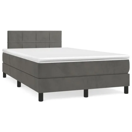 Box spring bed with dark grey velvet mattress 120x190 cm by , Beds and slatted bases - Ref: Foro24-3269838, Price: 397,34 €, ...