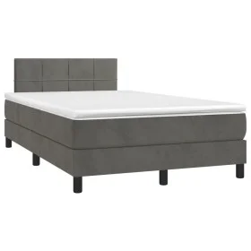 Box spring bed with mattress and LED dark gray velvet 120x190 cm by , Beds and slatted bases - Ref: Foro24-3270154, Price: 41...
