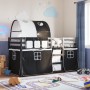 Litera con cortinas madera maciza pino blanco y negro 90x200 cm de , Camas y somieres - Ref: Foro24-3283958, Precio: 254,43 €...