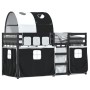 Litera con cortinas madera maciza pino blanco y negro 90x200 cm de , Camas y somieres - Ref: Foro24-3283958, Precio: 254,43 €...