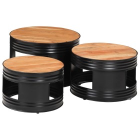 Mesas altas de bar forma tambor 3 uds madera maciza de acacia de , Mesas de centro - Ref: Foro24-358935, Precio: 166,46 €, De...