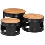Mesas altas de bar forma tambor 3 uds madera maciza de acacia de , Mesas de centro - Ref: Foro24-358935, Precio: 166,46 €, De...