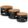 Hohe Barhockertische in Trommelform, 3 Stück Massivholz aus Akazie. von , Couchtisch - Ref: Foro24-358935, Preis: 131,64 €, R...