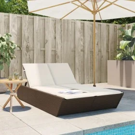 Tumbona doble con cojines ratán sintético marrón de , Tumbonas - Ref: Foro24-368180, Precio: 296,03 €, Descuento: %