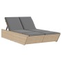 Tumbona doble con cojines ratán sintético beige de , Tumbonas - Ref: Foro24-368182, Precio: 299,62 €, Descuento: %