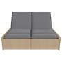 Tumbona doble con cojines ratán sintético beige de , Tumbonas - Ref: Foro24-368182, Precio: 299,62 €, Descuento: %