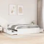 Cama con cajones y colchón madera maciza pino blanca 200x200 cm de , Camas y somieres - Ref: Foro24-3281887, Precio: 722,75 €...