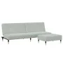 Sofá cama de 2 plazas con taburete terciopelo gris claro de , Sofás - Ref: Foro24-3258145, Precio: 323,24 €, Descuento: %