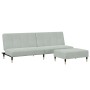 Sofá cama de 2 plazas con taburete terciopelo gris claro de , Sofás - Ref: Foro24-3258145, Precio: 322,56 €, Descuento: %