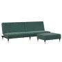 Sofá cama de 2 plazas con taburete terciopelo verde oscuro de , Sofás - Ref: Foro24-3258147, Precio: 339,65 €, Descuento: %