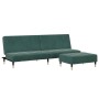 Sofá cama de 2 plazas con taburete terciopelo verde oscuro de , Sofás - Ref: Foro24-3258147, Precio: 332,64 €, Descuento: %