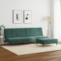 Sofá cama de 2 plazas con taburete terciopelo verde oscuro de , Sofás - Ref: Foro24-3258147, Precio: 339,65 €, Descuento: %