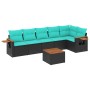 Set de sofás de jardín 7 pzas con cojines ratán sintético negro en Conjuntos de jardín | Comprar online en Foru.es