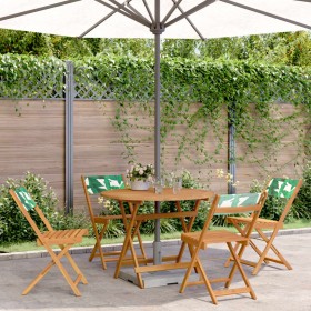 Set de comedor jardín 5 pzas tela madera maciza estampado hojas de , Conjuntos de jardín - Ref: Foro24-3281776, Precio: 278,3...