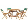 Set de comedor jardín 5 pzas tela madera maciza estampado hojas de , Conjuntos de jardín - Ref: Foro24-3281788, Precio: 289,2...
