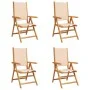 Sillas jardín reclinables 4 uds madera maciza y tela beige de , Sillas de jardín - Ref: Foro24-3214547, Precio: 289,42 €, Des...
