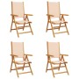 Sillas jardín reclinables 4 uds madera maciza y tela beige de , Sillas de jardín - Ref: Foro24-3214547, Precio: 294,99 €, Des...