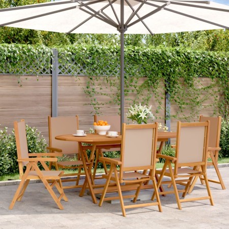 Sillas de jardín reclinables 6 uds madera maciza y tela taupe de , Sillas de jardín - Ref: Foro24-3214545, Precio: 452,12 €, ...