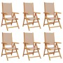 Sillas de jardín reclinables 6 uds madera maciza y tela taupe de , Sillas de jardín - Ref: Foro24-3214545, Precio: 452,12 €, ...