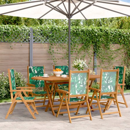 Sillas de jardín reclinables 6 uds madera maciza y tela verde de , Sillas de jardín - Ref: Foro24-3214551, Precio: 440,67 €, ...