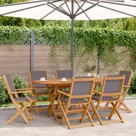Sillas de jardín plegables 8 uds madera maciza y tela antracita de , Sillas de jardín - Ref: Foro24-3214579, Precio: 501,35 €...