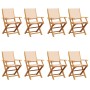 Sillas de jardín plegables 8 uds madera maciza y tela beige de , Sillas de jardín - Ref: Foro24-3214585, Precio: 516,49 €, De...