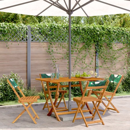 Sillas de jardín reclinables 4 uds madera maciza y tela verde de , Sillas de jardín - Ref: Foro24-3214622, Precio: 162,62 €, ...