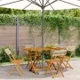 Sillas de jardín plegables 4 uds madera maciza y ratán PE beige de , Sillas de jardín - Ref: Foro24-3214598, Precio: 171,35 €...
