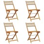 Sillas de jardín plegables 4 uds madera maciza y ratán PE beige de , Sillas de jardín - Ref: Foro24-3214598, Precio: 170,07 €...