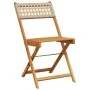 Sillas de jardín plegables 4 uds madera maciza y ratán PE beige de , Sillas de jardín - Ref: Foro24-3214598, Precio: 171,35 €...