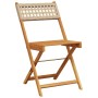Sillas de jardín plegables 4 uds madera maciza y ratán PE beige de , Sillas de jardín - Ref: Foro24-3214598, Precio: 170,07 €...