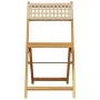 Sillas de jardín plegables 4 uds madera maciza y ratán PE beige de , Sillas de jardín - Ref: Foro24-3214598, Precio: 171,35 €...