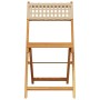Sillas de jardín plegables 4 uds madera maciza y ratán PE beige de , Sillas de jardín - Ref: Foro24-3214598, Precio: 170,07 €...